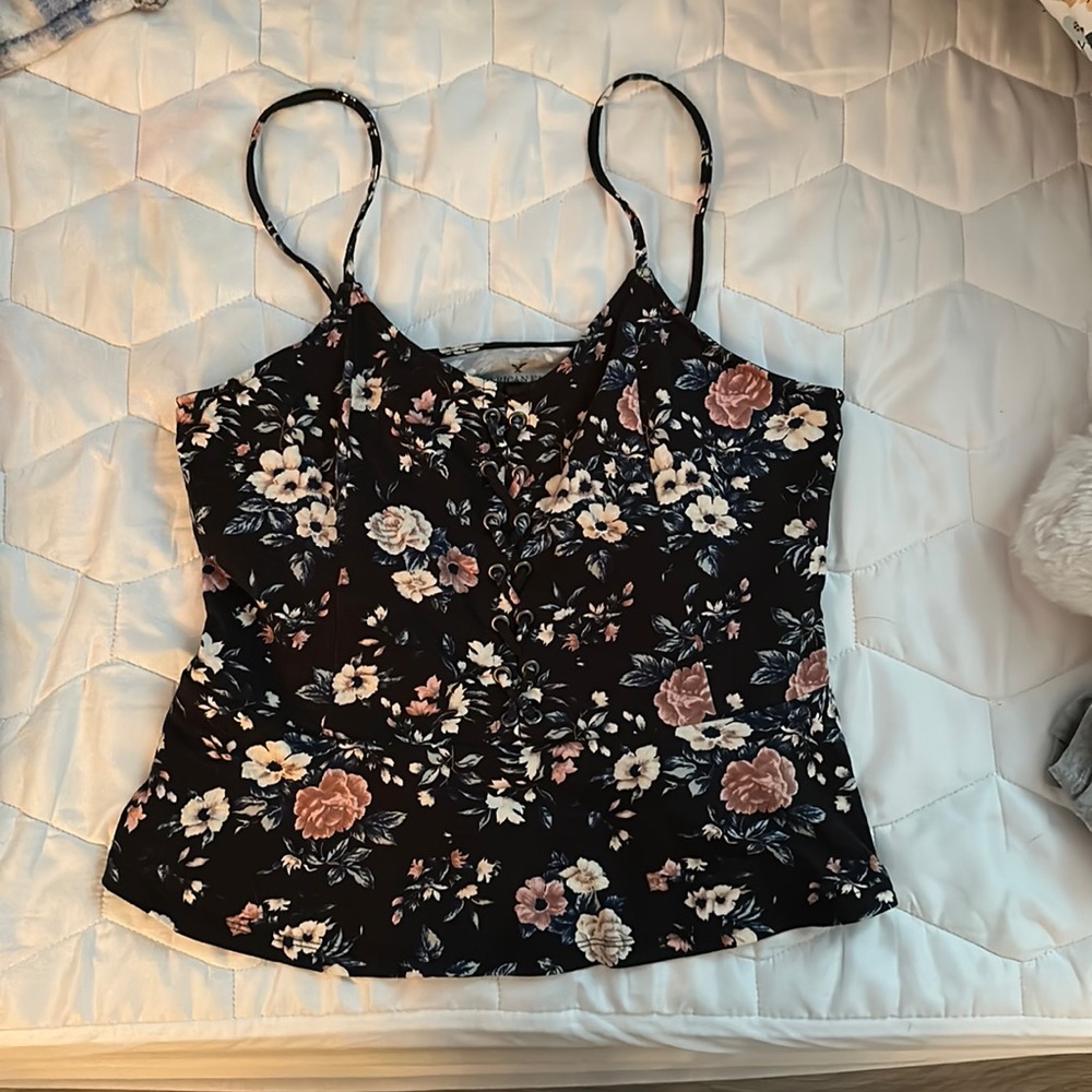 Flower covered tank top